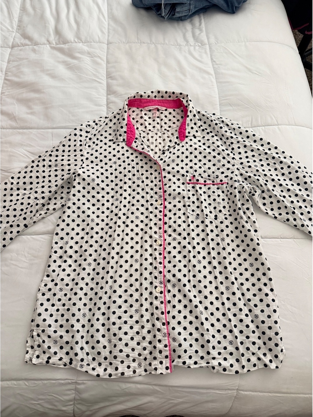 Victoria's Secret Polka Dot Long Sleeve Button-Up Shirt with